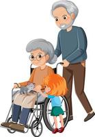 homme âgé avec sa femme en fauteuil roulant vecteur