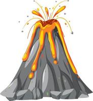 volcan avec lave en style cartoon vecteur