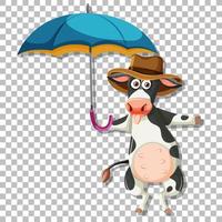 vache tenant un parapluie vecteur