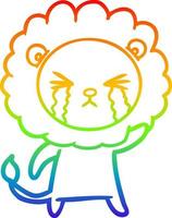 arc en ciel gradient ligne dessin dessin animé lion qui pleure vecteur