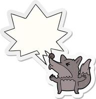 dessin animé halloween loup-garou hurlant et autocollant de bulle vecteur