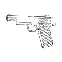 style d'art en ligne d'armes à feu, pistolet de tir, illustration d'arme, ligne vectorielle, illustration d'arme à feu, arme à feu moderne, concept militaire, art en ligne de pistolet pour l'entraînement vecteur