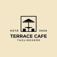 terrasse café vintage badge logo vector illustration design