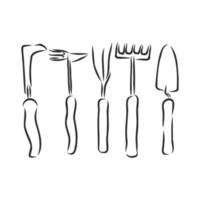 croquis de vecteur d'outils de jardin