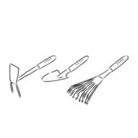 croquis de vecteur d'outils de jardin