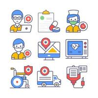 ensemble d'icônes vectorielles médicales et de soins de santé. symboles de qualité supérieure. vecteur