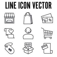 modèle de symbole d'icône de jeu de centre commercial de marché pour l'illustration vectorielle de logo de collection de conception graphique et web vecteur