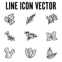 les éléments d'épices, de condiments et d'herbes définissent le modèle de symbole d'icône pour l'illustration vectorielle du logo de la collection de conception graphique et web vecteur