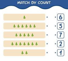 match par nombre de calebasse de dessin animé. match et jeu de comptage. jeu éducatif pour les enfants d'âge préscolaire et les tout-petits vecteur