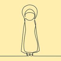 dessin au trait continu sur les personnes portant le hijab vecteur