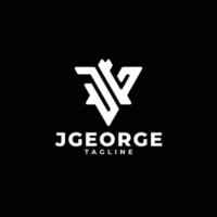 logo monogramme initiales triangle avec lettre jg, j et g vecteur