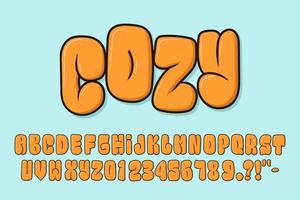alphabet graffity bulle orange typographie ensemble concept dessin animé vecteur