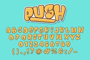 alphabet graffity bulle jaune mignon typographie ensemble concept dessin animé icône vecteur