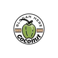 icône de noix de coco logo noix de coco en cercle vecteur elegan vintage