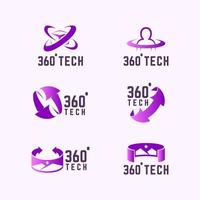 ensemble de logos de technologie à 360 degrés vecteur