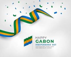 joyeux jour de l'indépendance du gabon illustration de conception vectorielle de célébration du 17 août. modèle d'affiche, de bannière, de publicité, de carte de voeux ou d'élément de conception d'impression vecteur