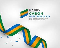 joyeux jour de l'indépendance du gabon illustration de conception vectorielle de célébration du 17 août. modèle d'affiche, de bannière, de publicité, de carte de voeux ou d'élément de conception d'impression vecteur