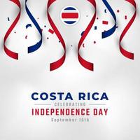 joyeux jour de l'indépendance du costa rica 15 septembre illustration de conception vectorielle de célébration. modèle d'affiche, de bannière, de publicité, de carte de voeux ou d'élément de conception d'impression vecteur