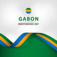 joyeux jour de l'indépendance du gabon illustration de conception vectorielle de célébration du 17 août. modèle d'affiche, de bannière, de publicité, de carte de voeux ou d'élément de conception d'impression vecteur