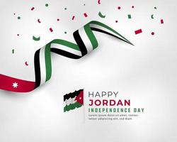 joyeux jour de l'indépendance de la jordanie illustration de conception vectorielle de célébration du 25 mai. modèle d'affiche, de bannière, de publicité, de carte de voeux ou d'élément de conception d'impression vecteur