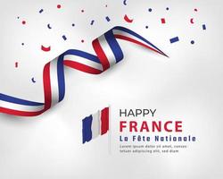 joyeux france bastille day ou illustration de conception vectorielle de célébration de la fête de l'indépendance. modèle d'affiche, de bannière, de publicité, de carte de voeux ou d'élément de conception d'impression vecteur