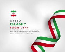 joyeux jour de la république islamique d'iran 1er avril illustration de conception vectorielle de célébration. modèle d'affiche, de bannière, de publicité, de carte de voeux ou d'élément de conception d'impression vecteur