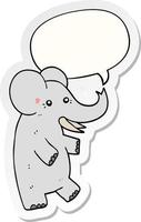 éléphant de dessin animé et autocollant de bulle de dialogue vecteur