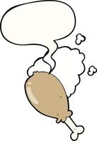 dessin animé cuisse de poulet et bulle de dialogue vecteur