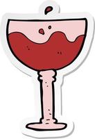 autocollant d'un verre de dessin animé de vin rouge vecteur