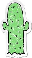 autocollant en détresse d'un cactus de dessin animé vecteur
