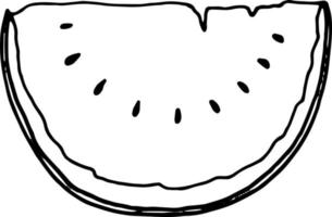 doodle tranche de pastèque élément de vecteur de contour dessiné à la main