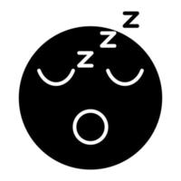 icône de glyphe de visage endormi vecteur