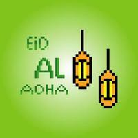 lanterne eid al adha avec pixel art. illustration vectorielle. vecteur