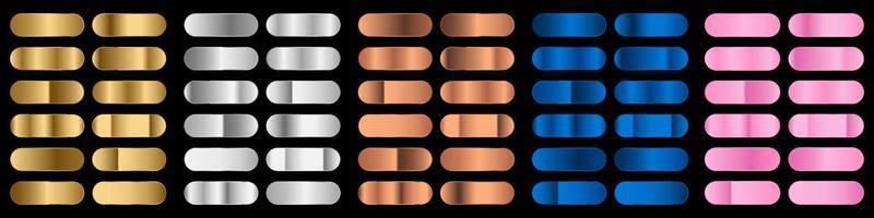 ensemble de dégradé de métal. collection colorée d'or, d'argent, de bronze. modèle de fond dégradé. élégant dégradé métallique. dégradés de médailles d'or rose, d'argent et de bronze brillants. illustration vectorielle vecteur