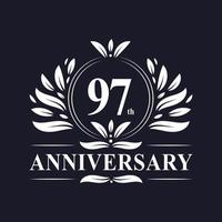 Logo du 97e anniversaire, célébration du design luxueux du 97e anniversaire. vecteur