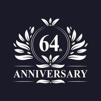 Logo du 64e anniversaire, célébration du design luxueux du 64e anniversaire. vecteur