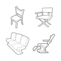 jeu d'icônes de chaise, style de contour vecteur