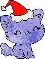 dessin animé texturé de noël de chat kawaii vecteur