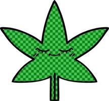 feuille de marijuana de dessin animé de style bande dessinée vecteur