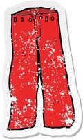 autocollant rétro en détresse d'un pantalon rouge de dessin animé vecteur