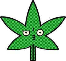 feuille de marijuana de dessin animé de style bande dessinée vecteur