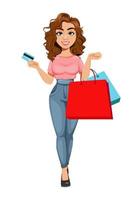 belle femme d'affaires fait du shopping vecteur