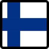 drapeau finlandais en forme de carré avec contour contrasté, signe de communication sur les réseaux sociaux, patriotisme, un bouton pour changer de langue sur le site, une icône. vecteur