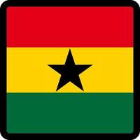 drapeau du ghana en forme de carré avec contour contrasté, signe de communication sur les réseaux sociaux, patriotisme, un bouton pour changer de langue sur le site, une icône. vecteur