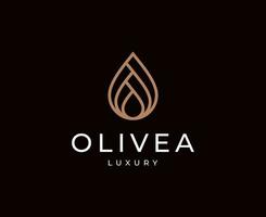 huile d'olive de luxe avec création de logo de concept de ligne vecteur