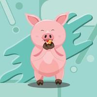 fond de dessin animé animal cochon mignon vecteur