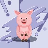 fond de dessin animé animal cochon mignon vecteur