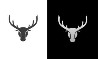 illustration graphiques vectoriels du modèle logo tête cerf couleur argent et noir vecteur