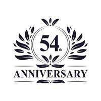 Célébration du 54e anniversaire, création luxueuse du logo du 54e anniversaire. vecteur