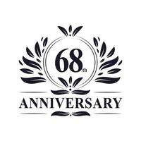 Célébration du 68e anniversaire, création luxueuse du logo du 68e anniversaire. vecteur